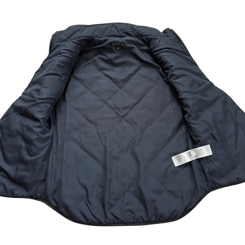 J. Crew Quilted Navy Blue‎ Puffer Vest S Preppy Quiet Luxury Country Club Euro